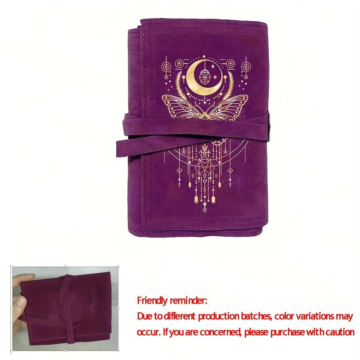 Sac de rangement pour cartes en velours 12.5x8.0x3.0cm avec papillon doré et motif des phases de la lune - Étui de protection en tissu doux, fermeture à cordon, petits objets - Cadeau idéal pour les anniversaires, Noël, Halloween, porte-cartes, porte-cart