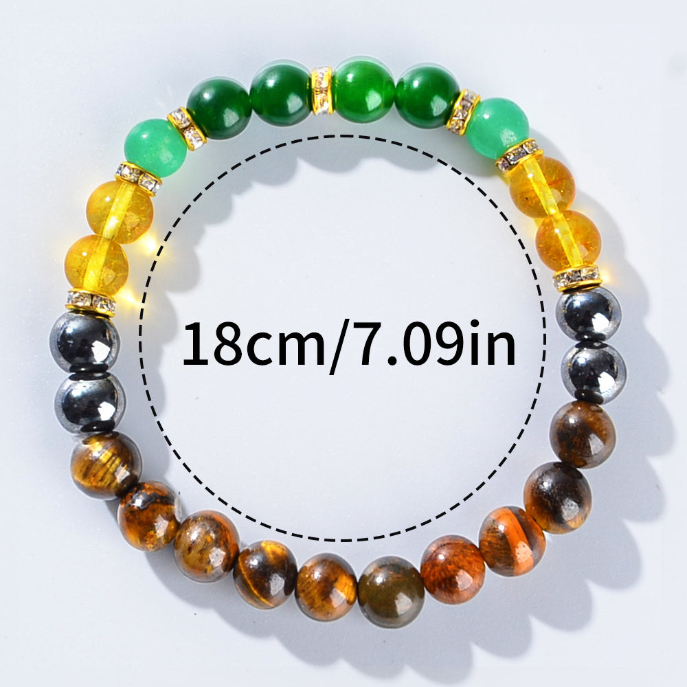 1 pc. Bracelet de mode en pierre naturelle pour attirer la richesse et la chance - Accessoire quotidien pour prospérité et bonne fortune - Parure élégante en pierres authentiques