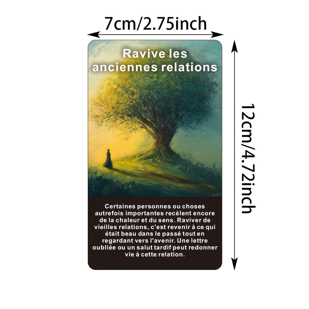 Jeu d'Oracle Forêt Enchantée Mystique de 56 Cartes - Édition Française, 12x7cm, Cartes de Sagesse Artistique des Arbres avec Paysages Saisonniers pour Perspicacité & Orientation
