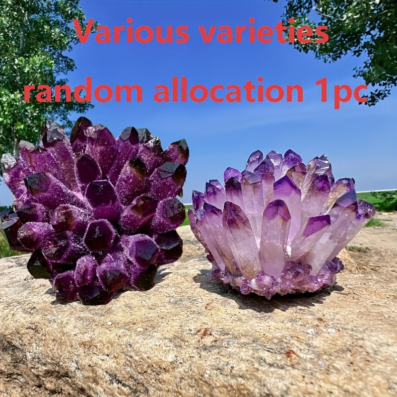 Grappes d'Améthyste Naturelle - Formations de Cristaux de Violet Foncé à Violet Lavande, Décoration Élégante pour Maison et Bureau, Décoration Spirituelle, Cadeau Parfait pour Noël, Halloween, Thanksgiving, Anniversaires - Pierre Naturelle Durable pour Pr