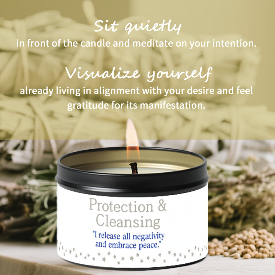 [Bougie Spirituelle] Bougie de Manifestation Loi de l'Attraction 3oz avec Cire de Soja Naturelle et Cristaux Noirs - Bougie de Protection pour Équilibre Spirituel, Bénédiction de la Maison et Attraction - Cadeau Idéal pour la Détente