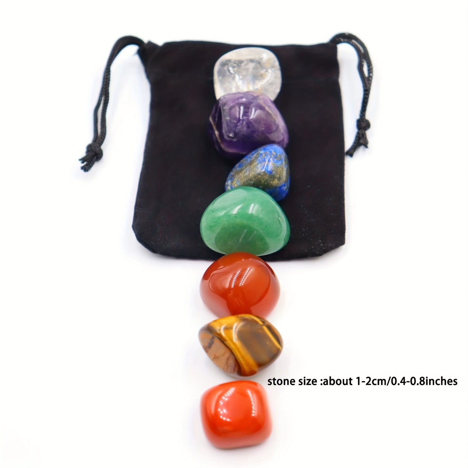 Jeu de 7 Pierres Naturelles Cristal pour les 7 Chakras