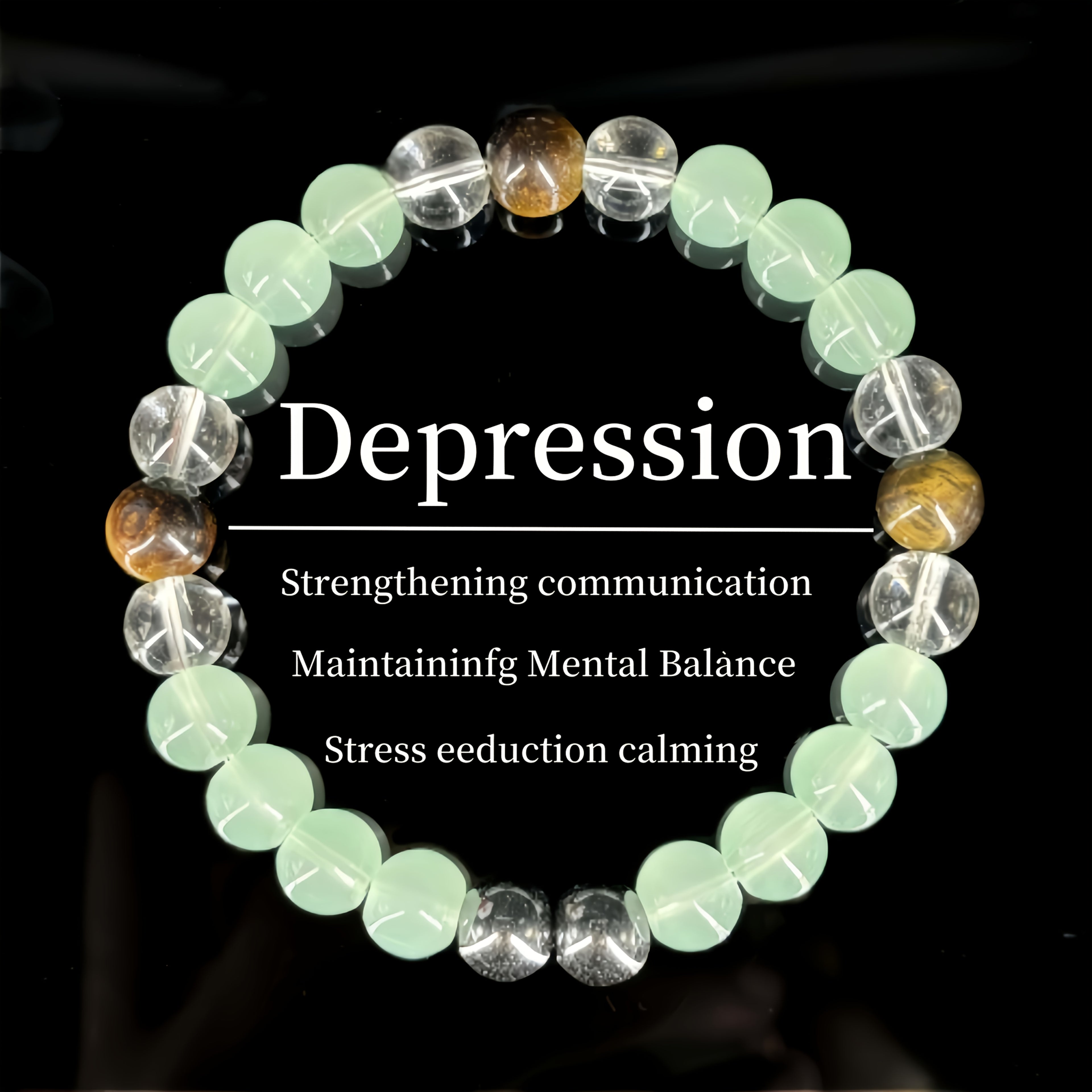 Bracelet porte-bonheur vert élégant avec pierres naturelles et synthétiques - Perles vertes et marron, chaîne durable pour hommes et femmes, bijou apaisant pour occasions spéciales ou quotidien, cadeau de fête