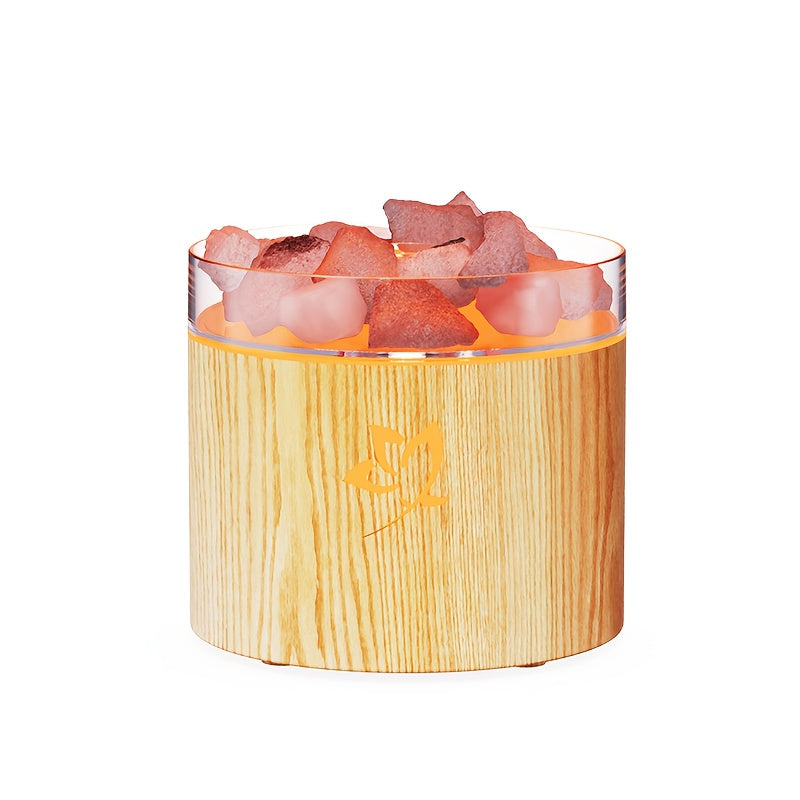 Diffuseur d'huiles essentielles en pierre de sel avec lumière atmosphérique, capacité 160 ml, technologie par ultrasons, pour bureau, salon et chambre