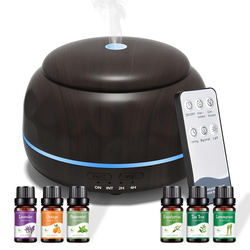 Diffuseur d'Huiles Essentielles et Humidificateur 300ml, Système Aromathérapie 5-en-1 avec Minuterie Automatique, 7 Couleurs de Lumières Nocturnes - Contrôle Inclus (Basse Tension) pour Maison, Bureau, Chambre à Coucher – Design Moderne