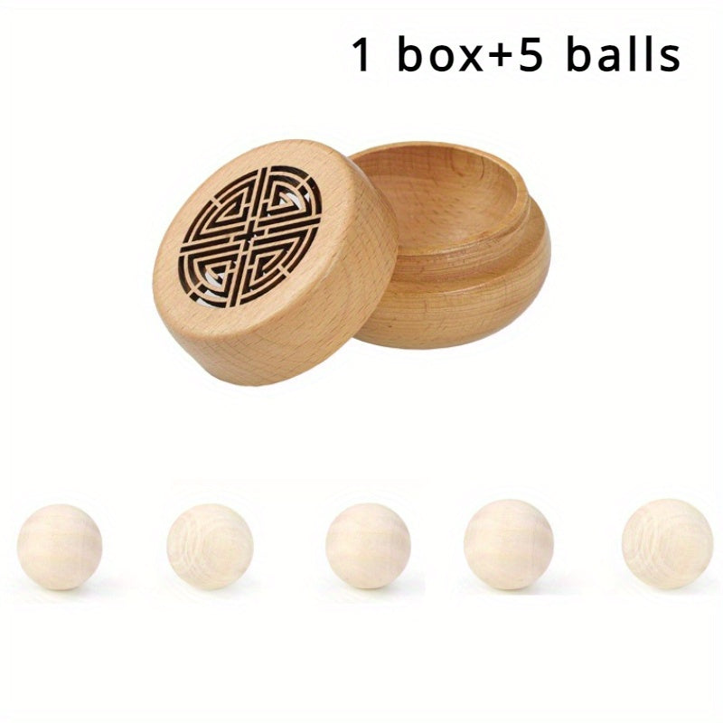 Diffuseur d'huiles essentielles en bois, boîte à encens et set de boules en bois, bouchon à vis creux rétro, parfum d'ambiance pour la maison et la voiture, fragrance volatile et durable, crée un environnement parfumé et confortable, cadeau idéal