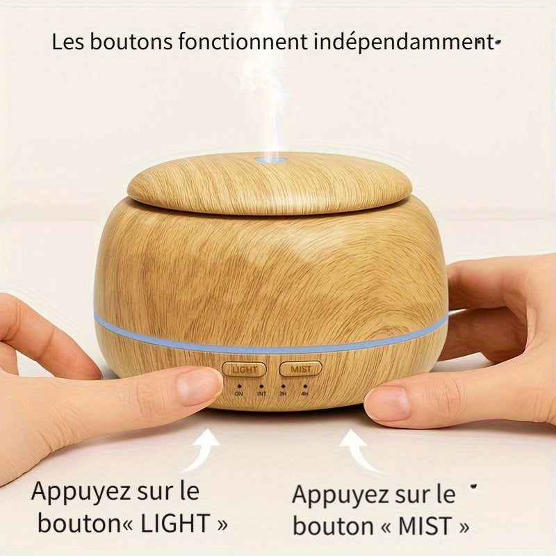 Diffuseur d'Huiles Essentielles et Humidificateur 300ml, Système Aromathérapie 5-en-1 avec Minuterie Automatique, 7 Couleurs de Lumières Nocturnes - Contrôle Inclus (Basse Tension) pour Maison, Bureau, Chambre à Coucher – Design Moderne