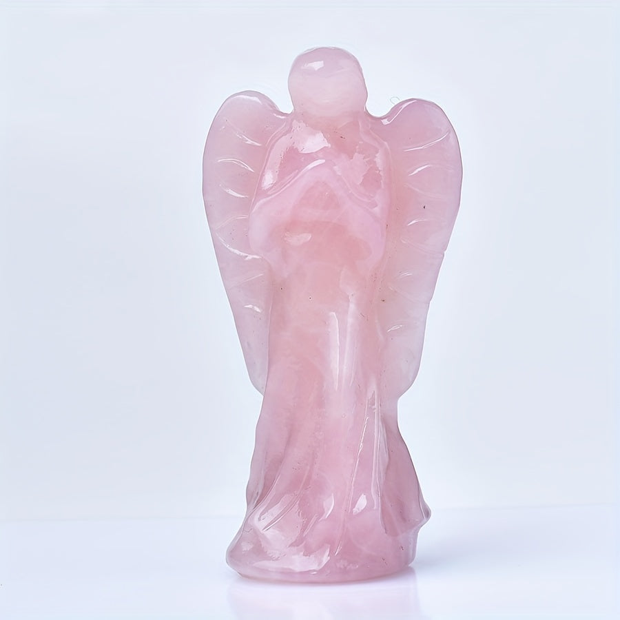 Statue d'Ange Fille en Quartz Rose Enchantée - Cristal Naturel, Parfait pour la Décoration de la Maison & du Bureau, Cadeau Idéal pour les Fêtes