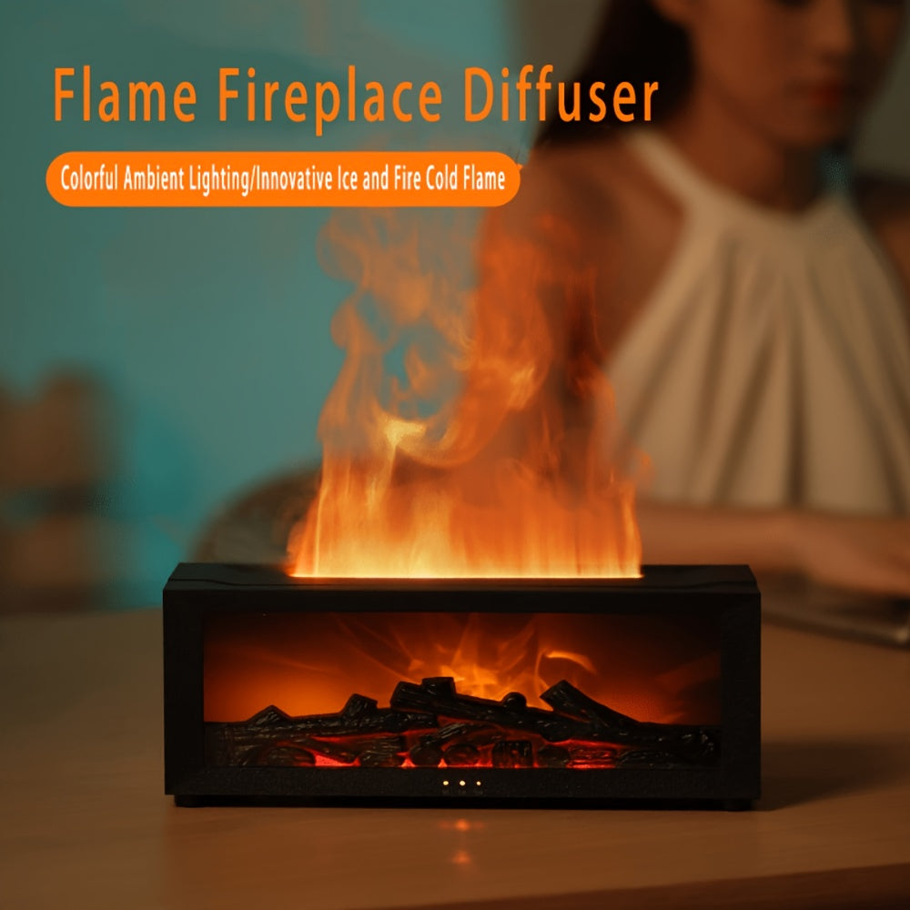 1 diffuseur de cheminée à flamme, distributeur d'aromathérapie à flamme simulée avec parfum longue durée, chauffage domestique avec lumières colorées et fonction minuterie, alimenté par USB, idéal pour une utilisation intérieure dans les chambres, salles