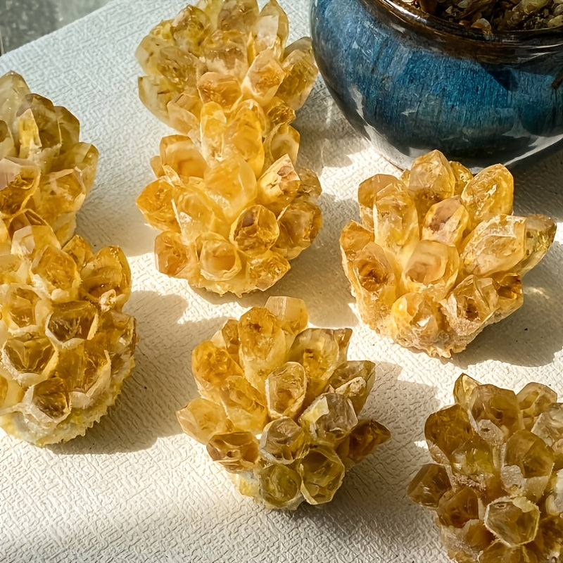 1pc Amas de Quartz Citrine Naturel - Quartz avec Citrine Jaune Traité Thermiquement, Inclusions Naturelles & Faces Cristallines pour Décoration Maison, Fabrication de Bijoux, Pierres Décoratives ou Fonctionnelles en Cadeau pour Collectionneurs, Crystals p