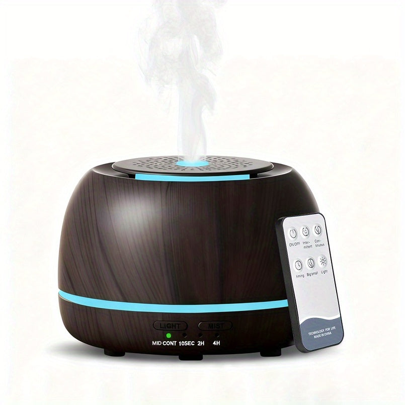 Diffuseur d'Huiles Essentielles pour la Maison, 300ml Humidificateur Vaporisateur d'Huiles Parfumées Aromathérapie, Lumière 7 Couleurs et Arrêt Automatique, avec Télécommande, Humidification de la Pièce,Diffuseur avec Lumière,Humidificateur d'Aromathérapi