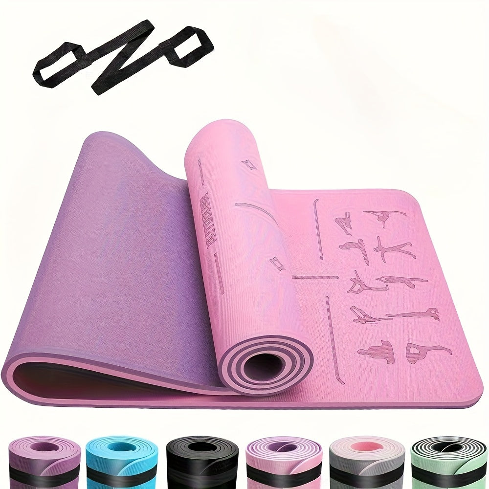 Tapis de yoga en TPE d'épaisseur de 6 mm - Tapis d'entraînement durable et antidérapant pour la salle de sport à domicile, le Pilates et la méditation, noir, 183x61 cm, matériau TPE durable