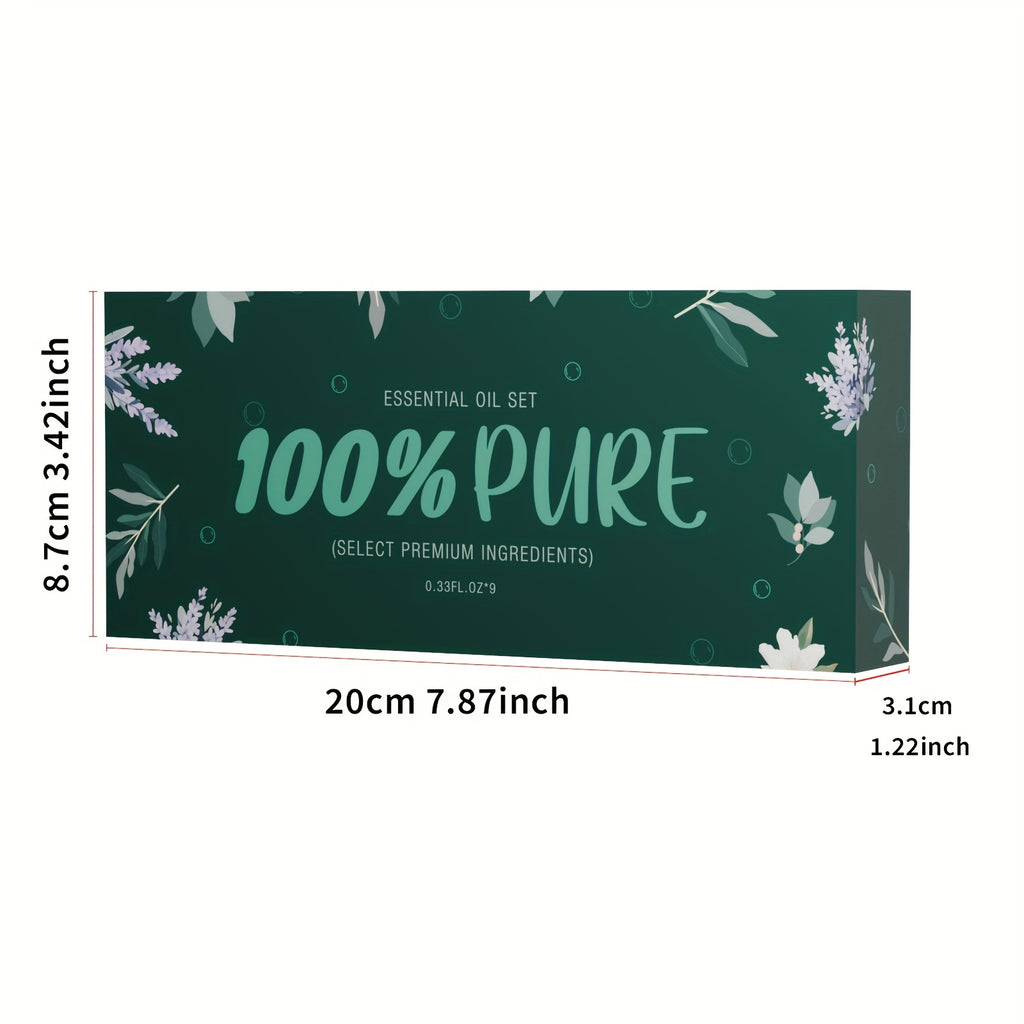 Kit d'Huiles Essentielles Premium avec Diffuseur Humidificateur pour Détente et Sommeil – Lot de 9 Pièces de 10ml/3.04fl.oz – Parfum Agréable pour la Maison – Idéal pour Bougies Parfumées et Savons DIY – Fragrance Longue Durée – Cadeau Parfait pour Hallow