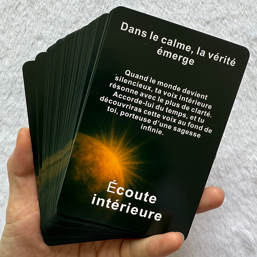 Cartes Françaises - 48 Cartes de Messages Inspirants pour la Réflexion Quotidienne & la Clarté Intérieure, Orientation du Univers, 12x8cm/4.72x3.15inch, Couleurs Mélangées, Carton Durable, Outil de Guidance Spirituelle, Design Mystique, Impression de Haut