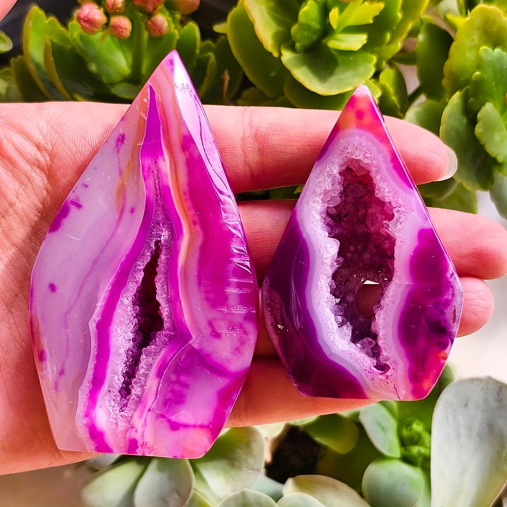 1 pièce Ornement en Agate Rouge Rose en Forme de Goutte d'Eau – Style Bohème Cristal Géode aux Nuances Rose, Blanc et Violet, Décor Éclatant pour la Maison, Cadeau Parfait pour la Saint-Valentin, Noël, Pâques et Plus, Idéal pour les Amateurs de Cristaux