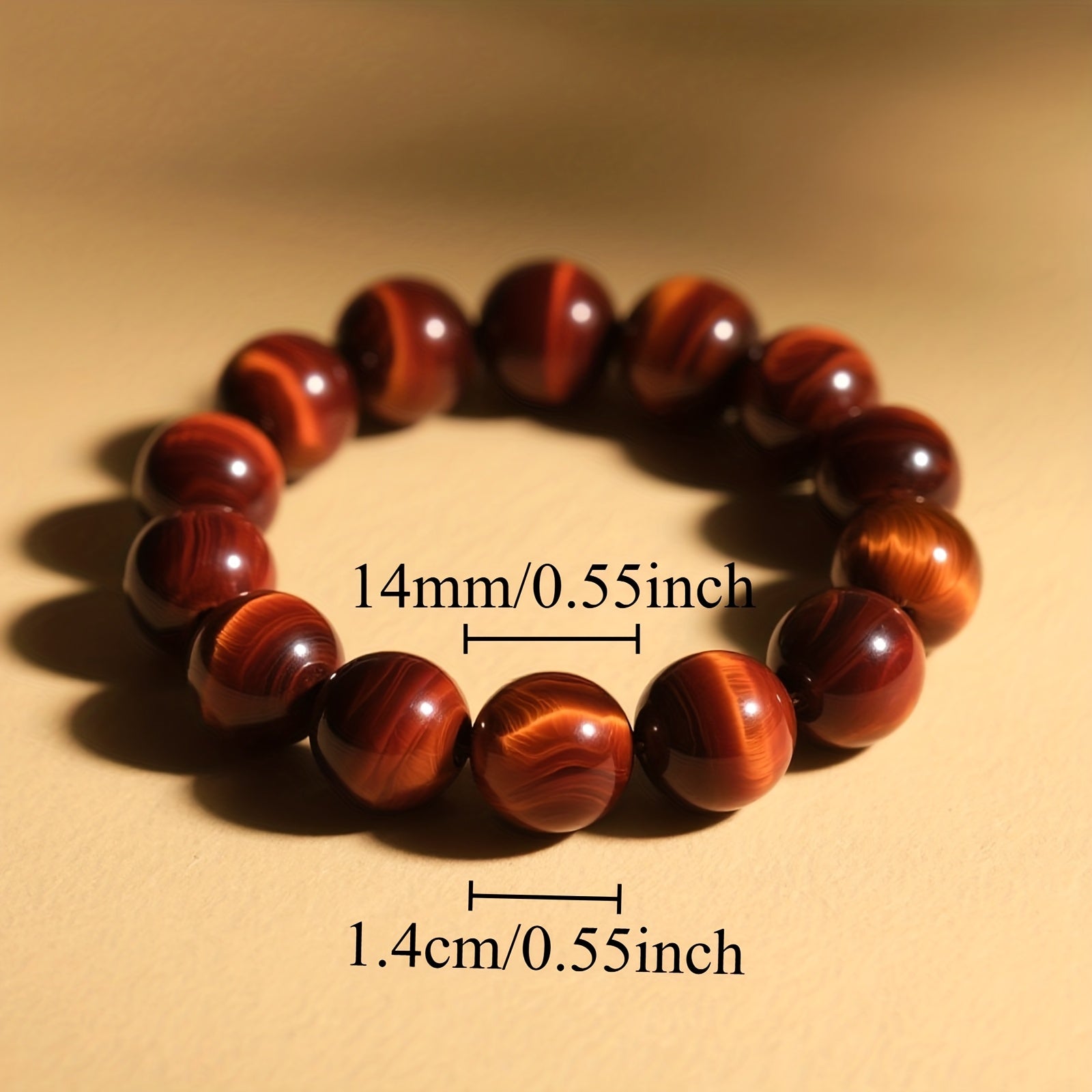 Collier de perles Mala/Japa en œil de tigre de 14 mm/0,55 pouce - Pierre pour la chance et la richesse, mariage/fête, cadeau de naissance de mai, style rétro et minimaliste, perles de prière en œil de tigre