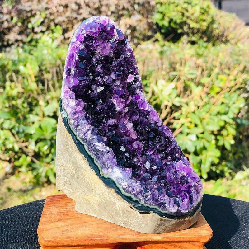 Géode d'améthyste naturelle premium - Formation cristalline brute, violet profond à rose-violet, spécimen minéral de collection, décoration élégante pour la maison - Origine : système de grottes uruguayen, article de collection, apparence luxueuse, minéra