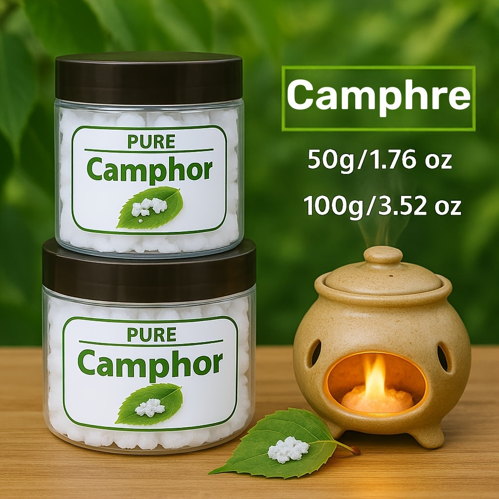 Encens de Camphre Pur - 50g/100g Parfum Naturel Purifiant pour l'Air pour le Yoga, la Méditation et la Relaxation | Parfum à Base de Plantes Séchées dans un Pot en Résine | Améliore la Concentration et la Tranquillement