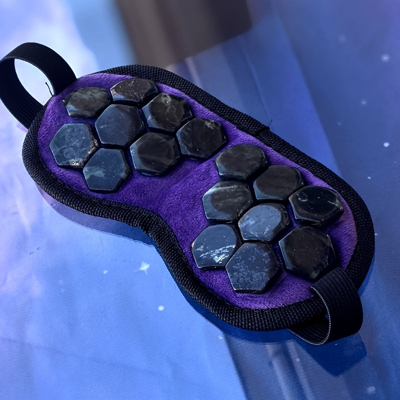 Patched d'œil en pierre tibétaine naturelle hexagonale artisanale - Sans revêtement, sans chauffage, soulagement de refroidissement pour, voyage, yoga et relaxation | Masque d'œil de qualité supérieure avec bretelles réglables et design respirant, accesso