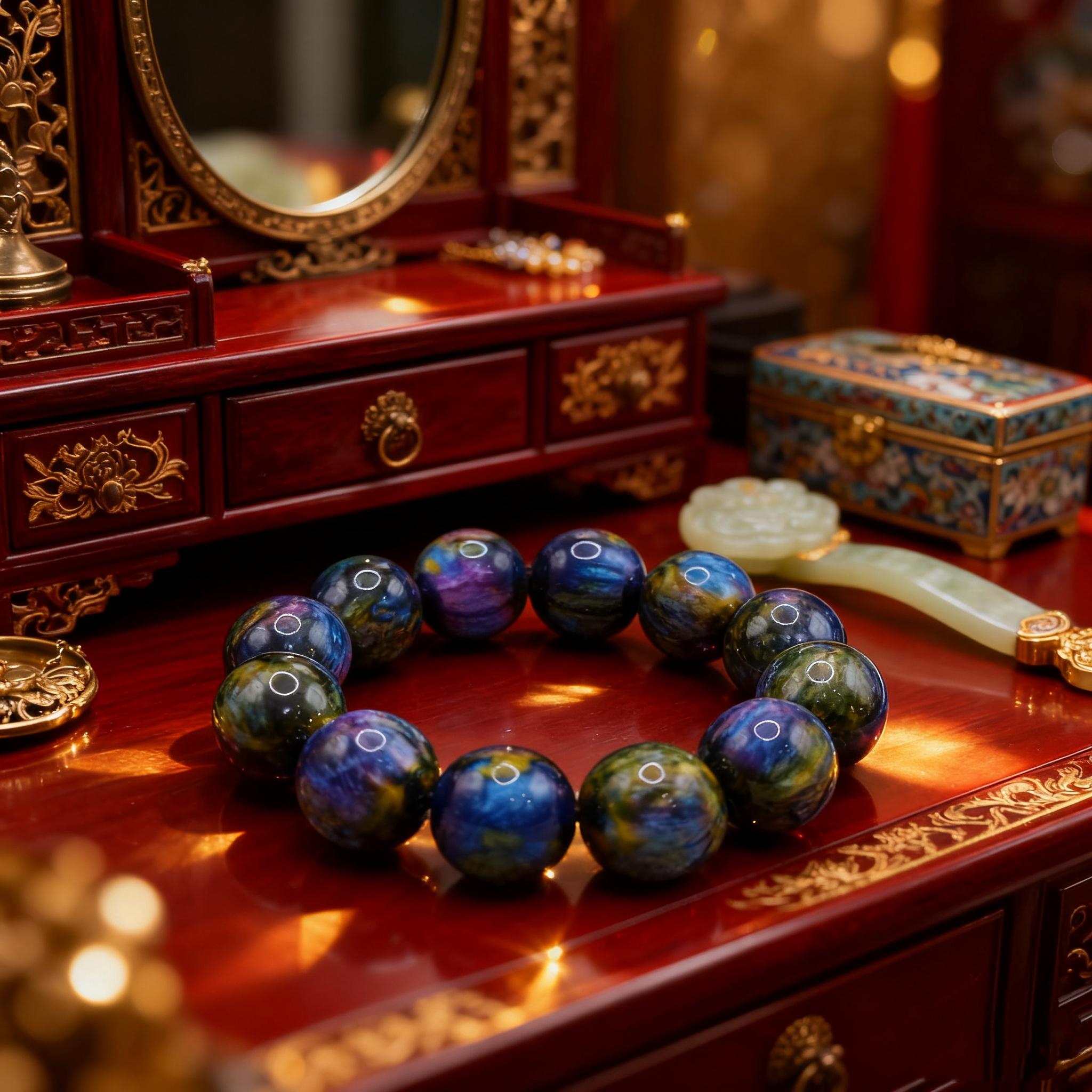 Perles Naturelles en Pierre de 20mm - Perles Bohemiennes Bleu Violet en Résine/Fossile - Style Persan pour Mala, Chapelet, DIY, Cadeaux Toute l'Année pour Femmes & Hommes, Anniversaires, Noël, Saint-Valentin, Fête des Mères (Fossile Naturel Drift)