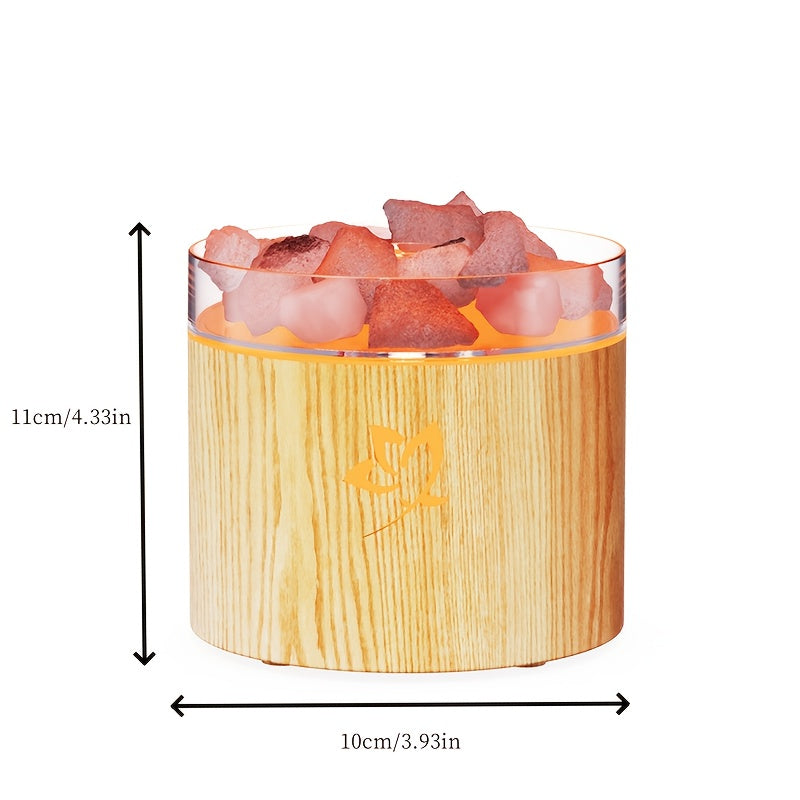 Diffuseur d'huiles essentielles en pierre de sel avec lumière atmosphérique, capacité 160 ml, technologie par ultrasons, pour bureau, salon et chambre