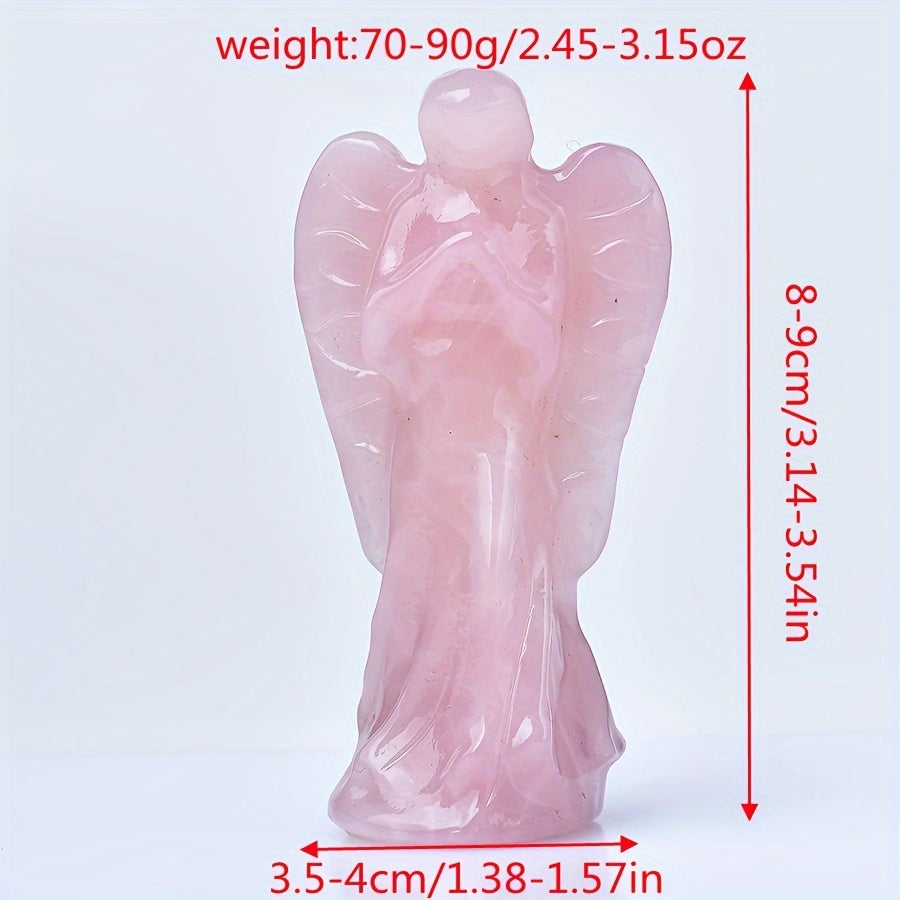 Statue d'Ange Fille en Quartz Rose Enchantée - Cristal Naturel, Parfait pour la Décoration de la Maison & du Bureau, Cadeau Idéal pour les Fêtes