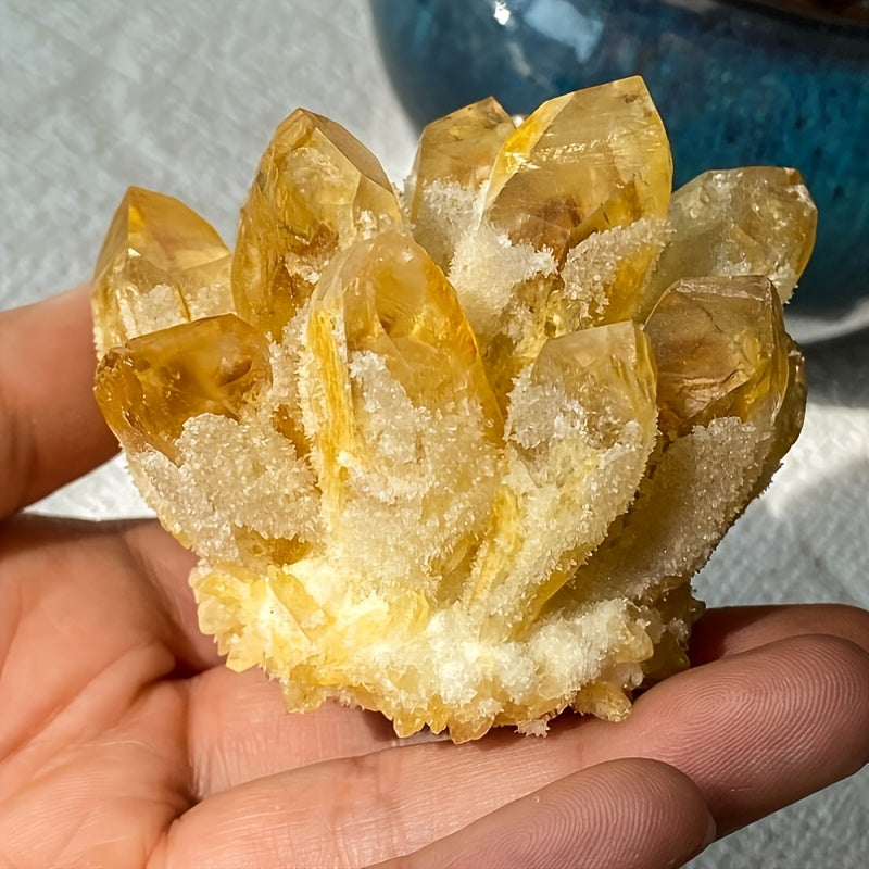 1pc Amas de Quartz Citrine Naturel - Quartz avec Citrine Jaune Traité Thermiquement, Inclusions Naturelles & Faces Cristallines pour Décoration Maison, Fabrication de Bijoux, Pierres Décoratives ou Fonctionnelles en Cadeau pour Collectionneurs, Crystals p
