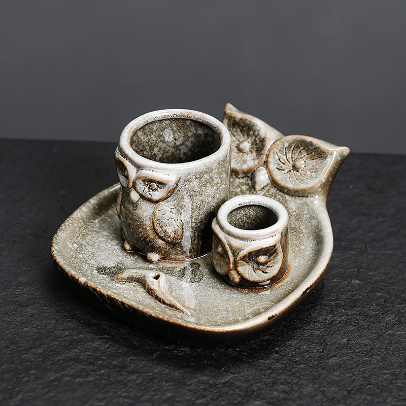 1pc Minideal Porte-Boîte à Bougie en Forme de Hibou - Plateau Brûleur Sage & Palo Santo Style Nordique, Porte-Encens en Céramique pour Décoration Intérieure, Pas d'Électricité Nécessaire, Parfait pour Noël, Halloween, Pâques, Thanksgiving, Et Plus, Décora