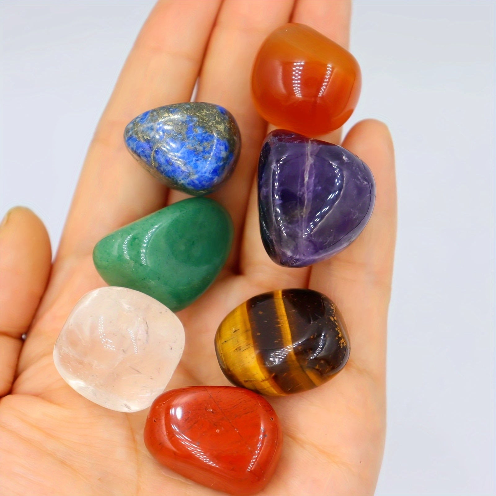 Jeu de 7 Pierres Naturelles Cristal pour les 7 Chakras