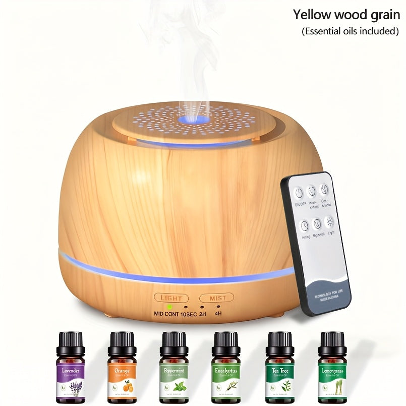 Diffuseur d'Huiles Essentielles pour la Maison, 300ml Humidificateur Vaporisateur d'Huiles Parfumées Aromathérapie, Lumière 7 Couleurs et Arrêt Automatique, avec Télécommande, Humidification de la Pièce,Diffuseur avec Lumière,Humidificateur d'Aromathérapi