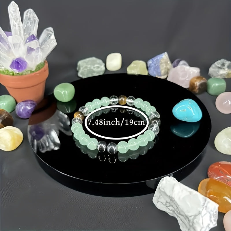 Bracelet porte-bonheur vert élégant avec pierres naturelles et synthétiques - Perles vertes et marron, chaîne durable pour hommes et femmes, bijou apaisant pour occasions spéciales ou quotidien, cadeau de fête