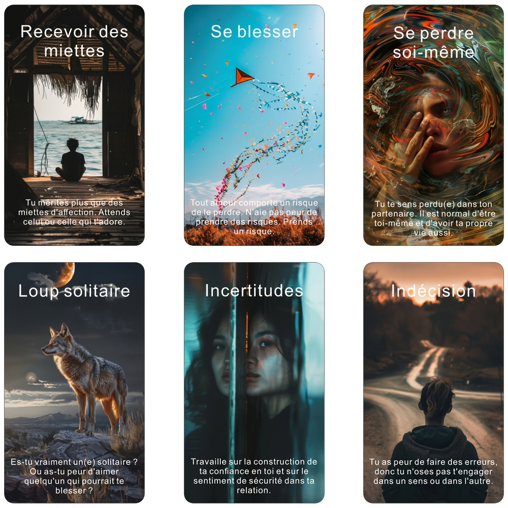 Cartes de Tarot Françaises, Cartes Oracle de l'Amour, Jeu d'Oracle pour Célibataires et Relations, Découvrez les Barrières Émotionnelles, Gagnez en Clarté dans les Relations Amoureuses, Romance, Flamme Jumelle, Âme Sœur, 80 Cartes, Perspicacité Spirituell