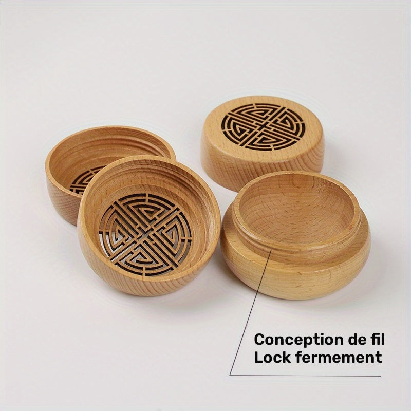 Diffuseur d'huiles essentielles en bois, boîte à encens et set de boules en bois, bouchon à vis creux rétro, parfum d'ambiance pour la maison et la voiture, fragrance volatile et durable, crée un environnement parfumé et confortable, cadeau idéal