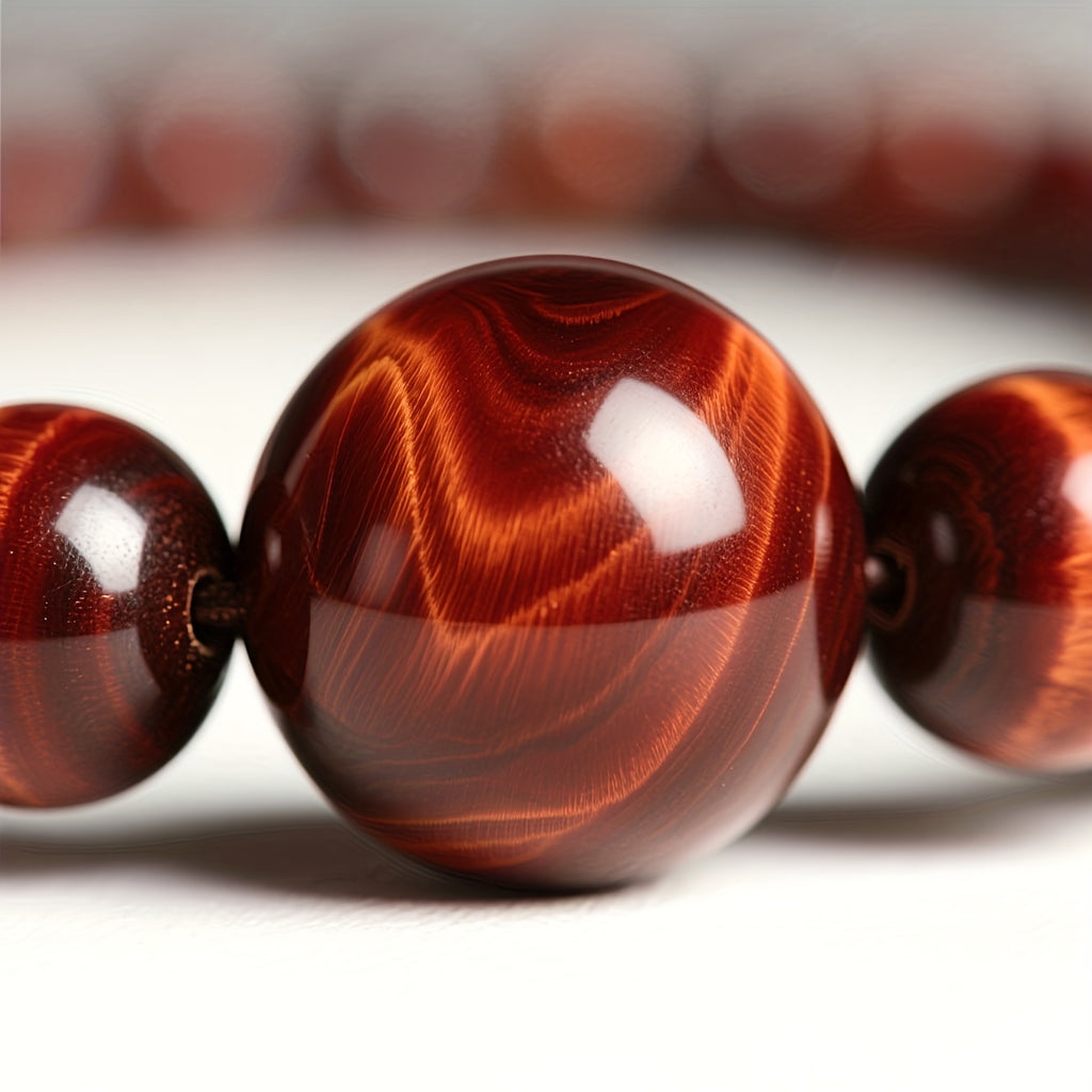 Collier de perles Mala/Japa en œil de tigre de 14 mm/0,55 pouce - Pierre pour la chance et la richesse, mariage/fête, cadeau de naissance de mai, style rétro et minimaliste, perles de prière en œil de tigre