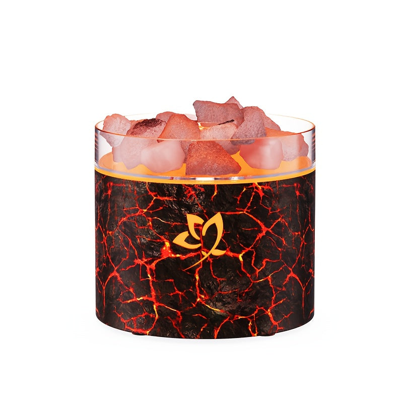 Diffuseur d'huiles essentielles en pierre de sel avec lumière atmosphérique, capacité 160 ml, technologie par ultrasons, pour bureau, salon et chambre
