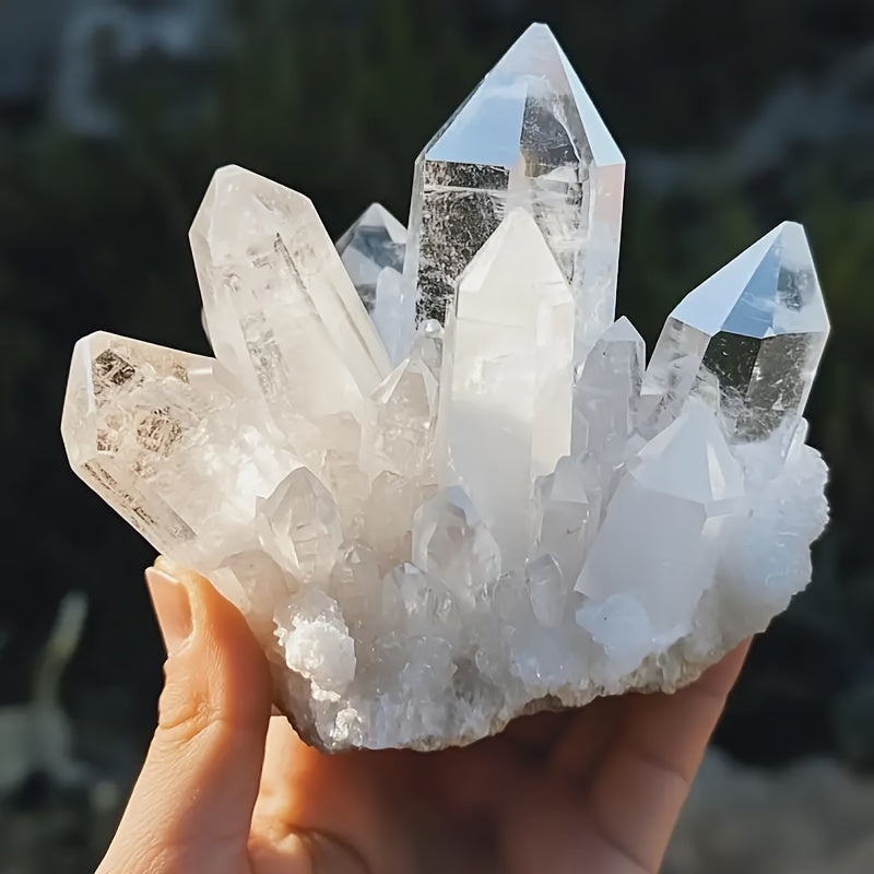 1pc Grand Cluster de Quartz - 200g-300g/7.05oz-10.58Oz, Cristal de Roche Transparent, Cristal Columnaire, Idéal pour la Décoration de Plantes à la Maison, pour la Déco Maison, pour les Décorations Maison, |Cristal Naturel|Quartz Transparent