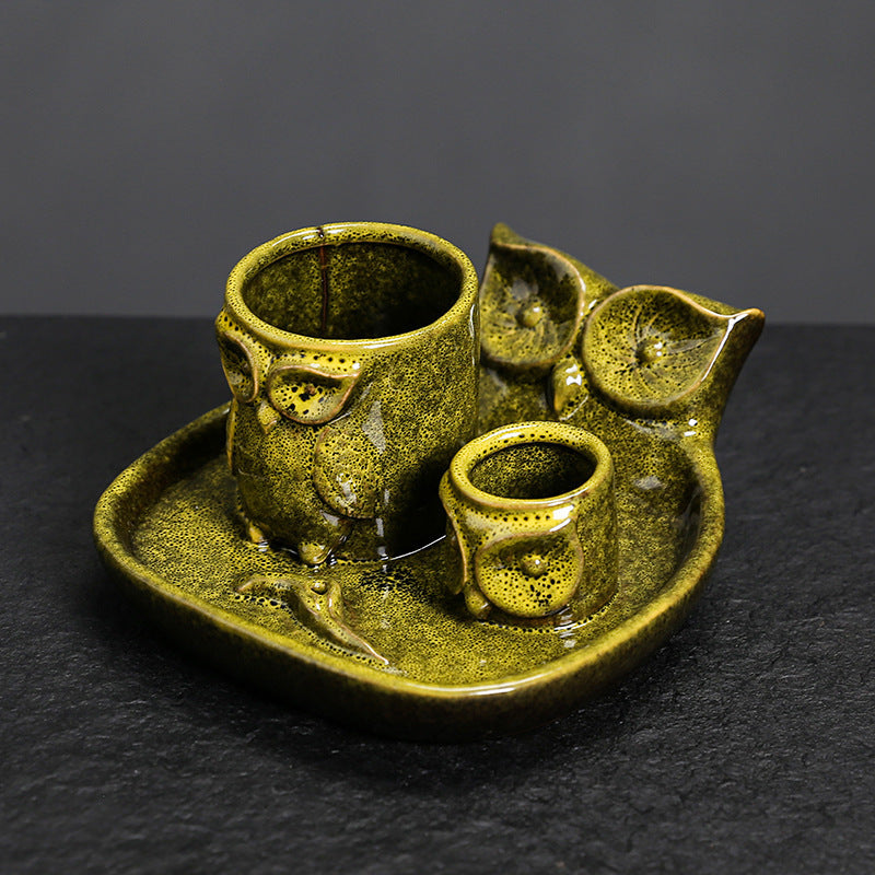 1pc Minideal Porte-Boîte à Bougie en Forme de Hibou - Plateau Brûleur Sage & Palo Santo Style Nordique, Porte-Encens en Céramique pour Décoration Intérieure, Pas d'Électricité Nécessaire, Parfait pour Noël, Halloween, Pâques, Thanksgiving, Et Plus, Décora