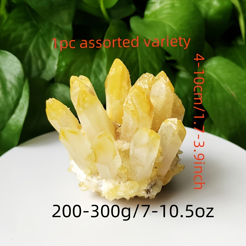 1pc Amas de Quartz Citrine Naturel - Quartz avec Citrine Jaune Traité Thermiquement, Inclusions Naturelles & Faces Cristallines pour Décoration Maison, Fabrication de Bijoux, Pierres Décoratives ou Fonctionnelles en Cadeau pour Collectionneurs, Crystals p