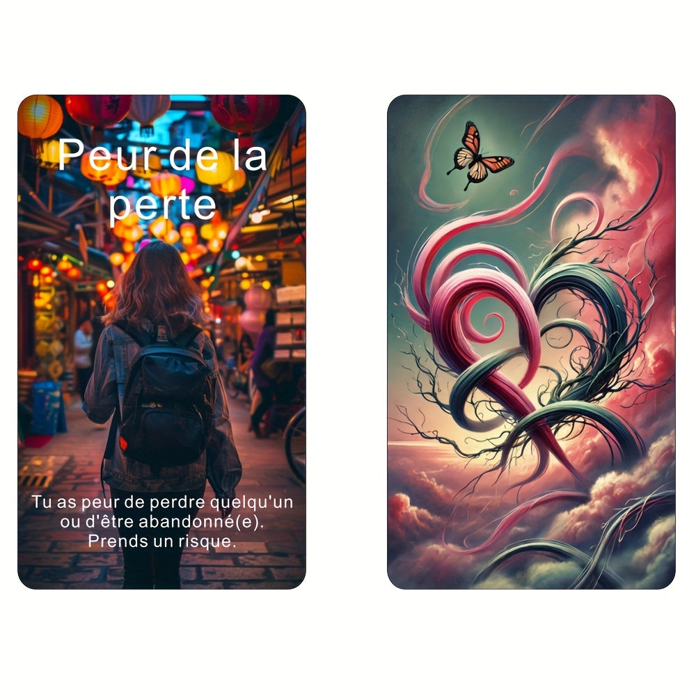 Cartes de Tarot Françaises, Cartes Oracle de l'Amour, Jeu d'Oracle pour Célibataires et Relations, Découvrez les Barrières Émotionnelles, Gagnez en Clarté dans les Relations Amoureuses, Romance, Flamme Jumelle, Âme Sœur, 80 Cartes, Perspicacité Spirituell