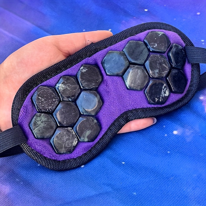 Patched d'œil en pierre tibétaine naturelle hexagonale artisanale - Sans revêtement, sans chauffage, soulagement de refroidissement pour, voyage, yoga et relaxation | Masque d'œil de qualité supérieure avec bretelles réglables et design respirant, accesso