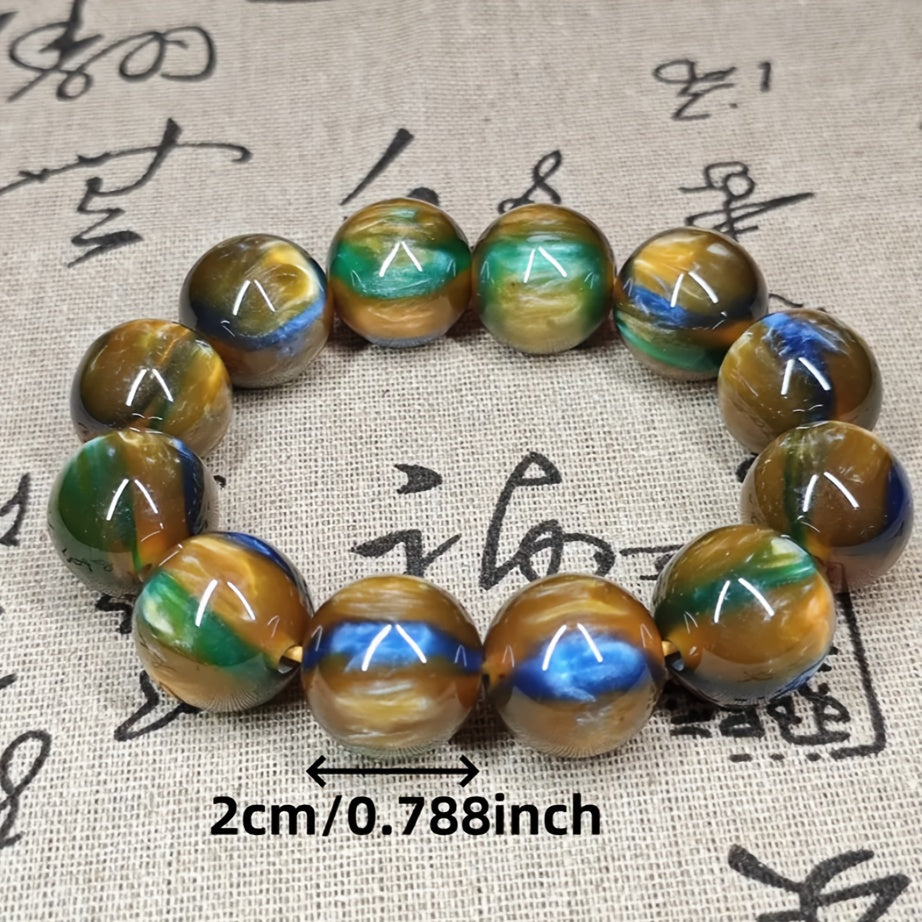 20Mm Perle Ronde Rondes de Prière Bouddhiques Faites de Pierre Naturelle, Accessoire Luxueux Et Extensible, Ornement de Style Ethnique, Pendentif de Voiture, Cadeaux Pour Le Nouvel An, Le Festival de La Lanterne, La Saint-Valentin, La Fête Des Mères, La F