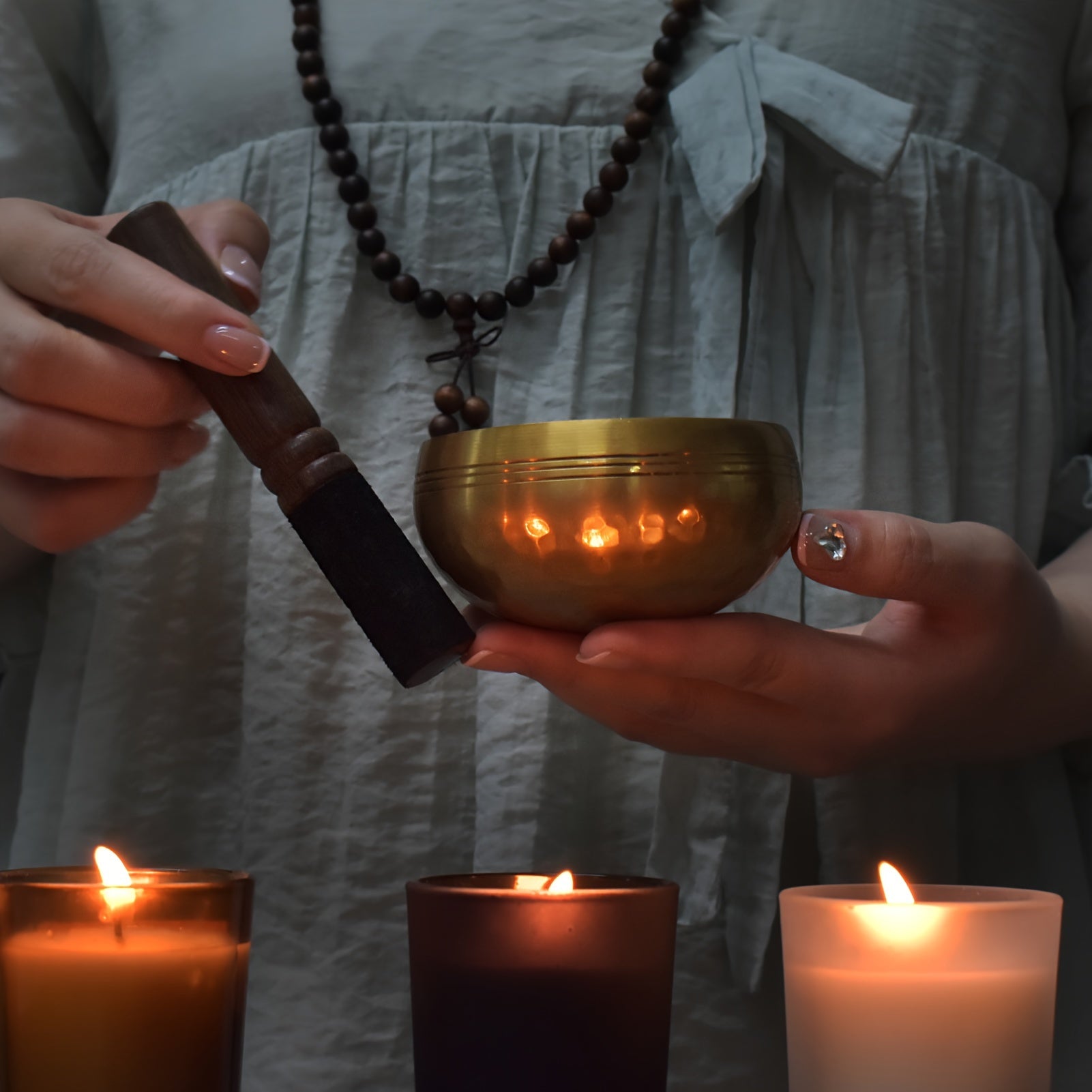 7pcs Ensemble de Méditation de Guérison Tibétaine - Bol de Chanter Rouge Fabriqué À La Main, Cymbales Tingsha, Perles Mala Et Maillet En Bois Pour Le Yoga, Le Soulagement Du Stress, L'équilibre Des Chakras Et La Pratique de La Conscience