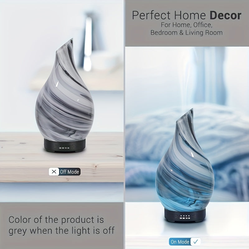 Diffuseur d'Huiles Essentielles 120ml avec Technologie Sonore et Éclairage LED 7 Couleurs - Verre Artisanal Sans BPA, Arrêt Automatique, 4 Réglages de Minuterie, Alimentation USB pour Maison, Yoga, Spa, Méditation - Cadeau Idéal pour les Passionnés de Bie