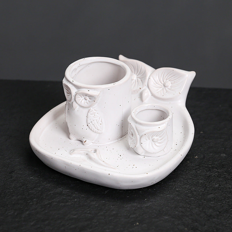 1pc Minideal Porte-Boîte à Bougie en Forme de Hibou - Plateau Brûleur Sage & Palo Santo Style Nordique, Porte-Encens en Céramique pour Décoration Intérieure, Pas d'Électricité Nécessaire, Parfait pour Noël, Halloween, Pâques, Thanksgiving, Et Plus, Décora