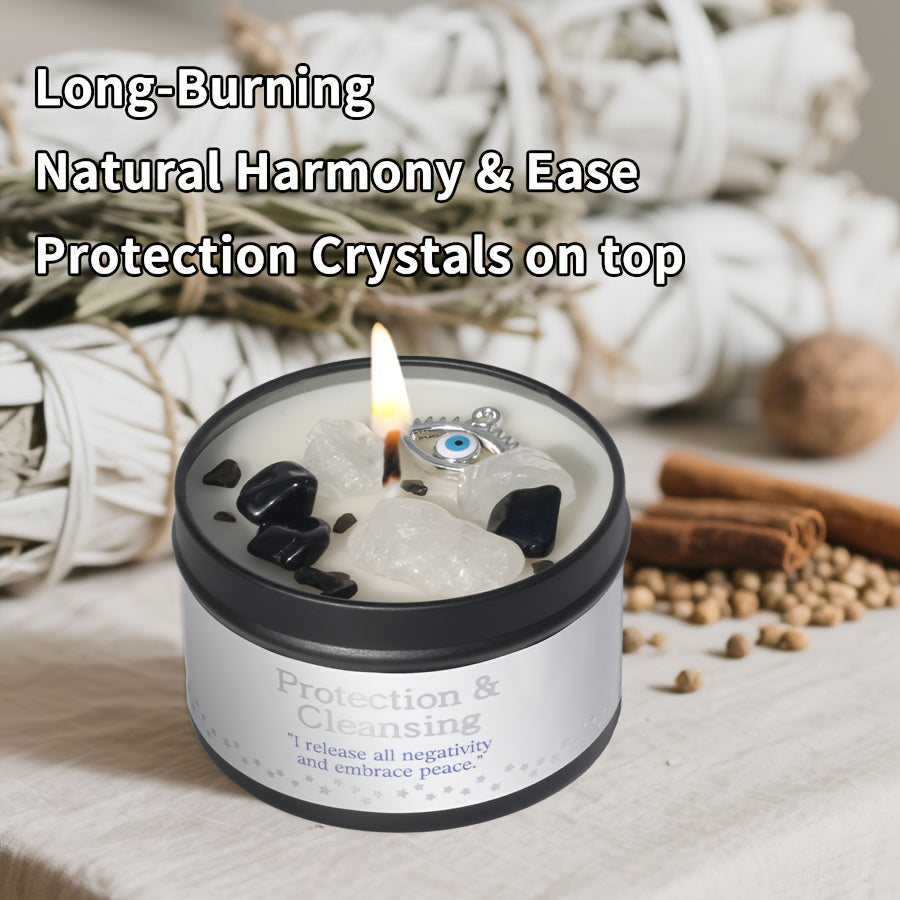 [Bougie Spirituelle] Bougie de Manifestation Loi de l'Attraction 3oz avec Cire de Soja Naturelle et Cristaux Noirs - Bougie de Protection pour Équilibre Spirituel, Bénédiction de la Maison et Attraction - Cadeau Idéal pour la Détente