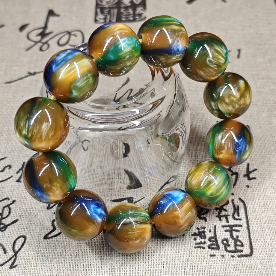 20Mm Perle Ronde Rondes de Prière Bouddhiques Faites de Pierre Naturelle, Accessoire Luxueux Et Extensible, Ornement de Style Ethnique, Pendentif de Voiture, Cadeaux Pour Le Nouvel An, Le Festival de La Lanterne, La Saint-Valentin, La Fête Des Mères, La F