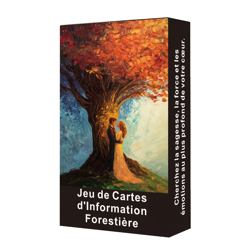 Jeu d'Oracle Forêt Enchantée Mystique de 56 Cartes - Édition Française, 12x7cm, Cartes de Sagesse Artistique des Arbres avec Paysages Saisonniers pour Perspicacité & Orientation