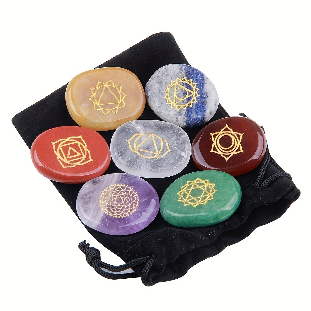 Ensemble de Pierres Lisses pour les 7 Chakras Reiki