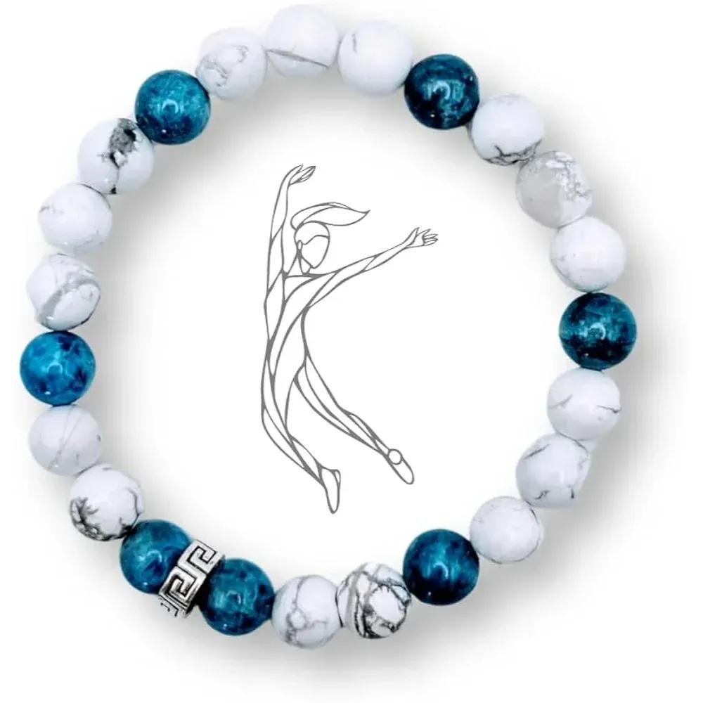 Bracelet Detox - Fabriqué en France - Vraies pierres de lithothérapie - howlite et apatite bleue - élimination - beauté - bien être - cheveux et peau - article mode en vraies pierres non teintées