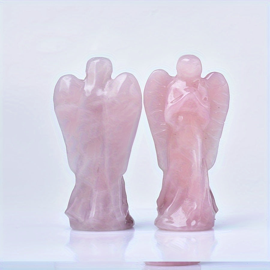 Statue d'Ange Fille en Quartz Rose Enchantée - Cristal Naturel, Parfait pour la Décoration de la Maison & du Bureau, Cadeau Idéal pour les Fêtes